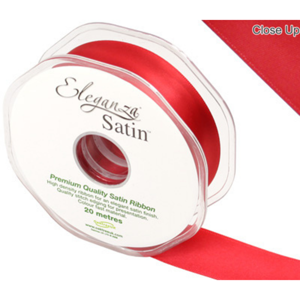 Eleganza Ribbon Double Faced Satin Red 25mm x 20M