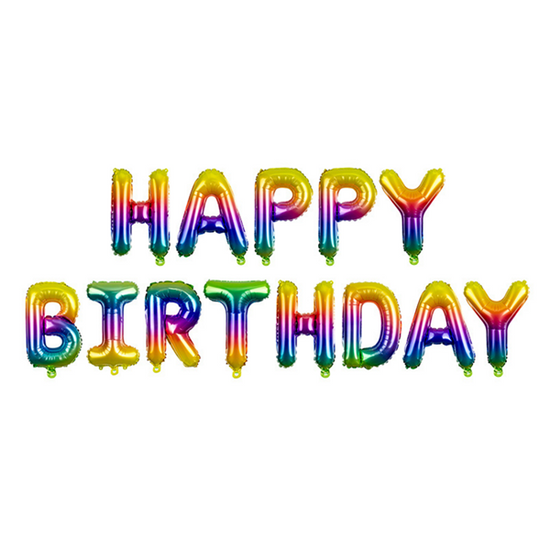 PartyDeco Rainbow Happy Birthday 14" Foil Balloon