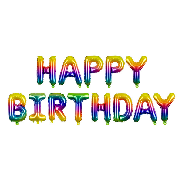 PartyDeco Rainbow Happy Birthday 14" Foil Balloon