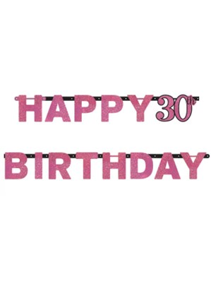 Amscan Letter Banner Age 30 Pink Celebration 2.13m