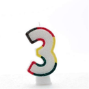 APAC 6 Pack Party Candle Number 3 Glitter Red