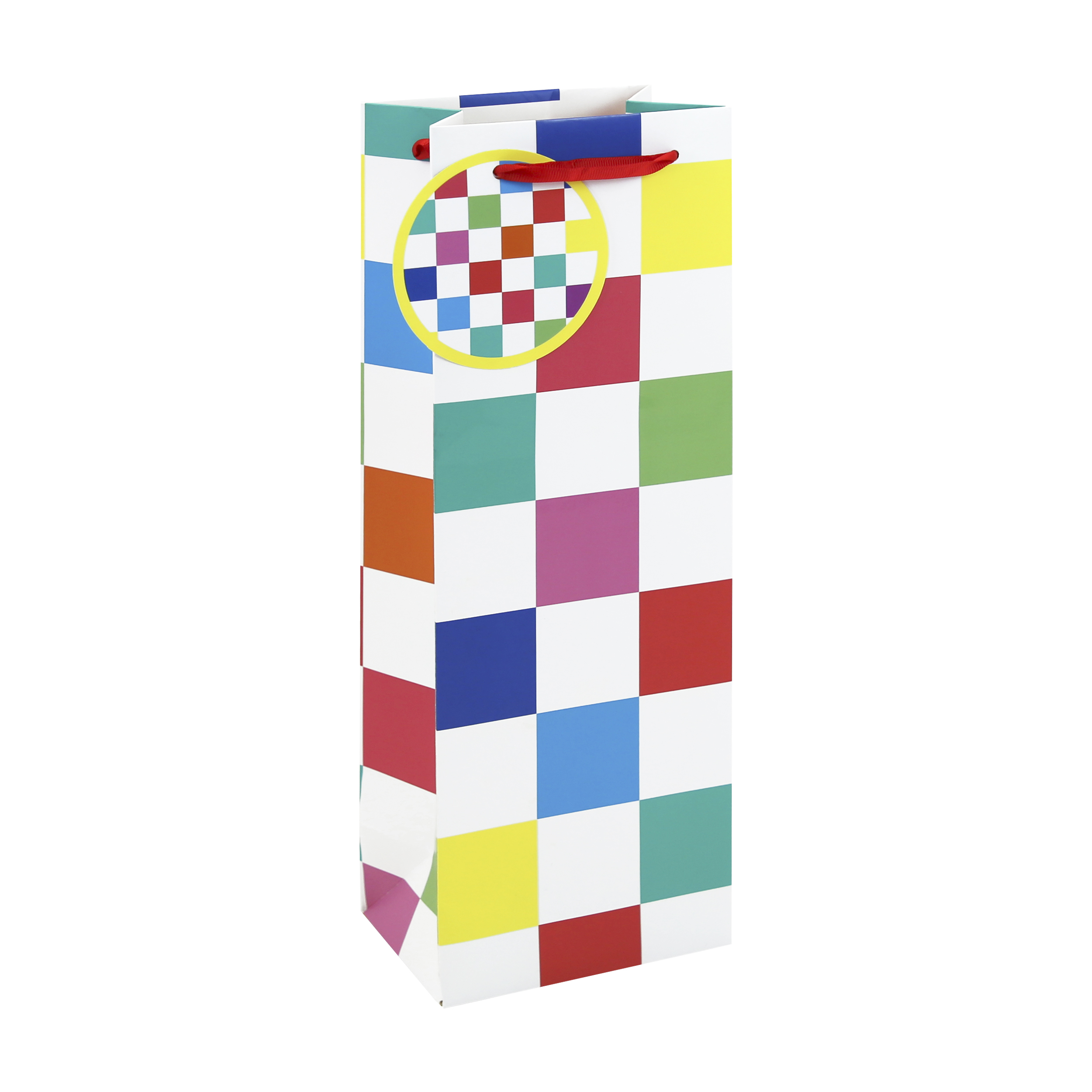 Eurowrap 6 Pack Gift Bag Neon Checkerboard Bottle