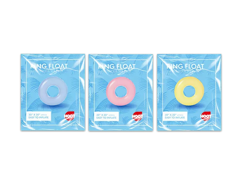 Colorful 30-inch inflatable ring float toy by Gem Imports, featuring bright, vibrant colors and a circular design for water fun.
