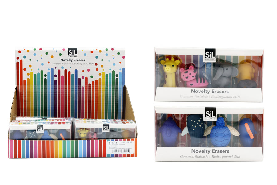 Sifcon 4 Pack Erasers 3D Animals (Design May Vary)