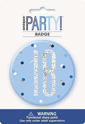 Unique Badge Blue Glitz Age 18 3