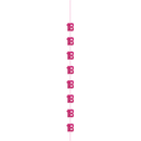 Pink glitter "Age 18" hanging party decor by Unique, 5 feet long, perfect for celebrating 18th birthdays.