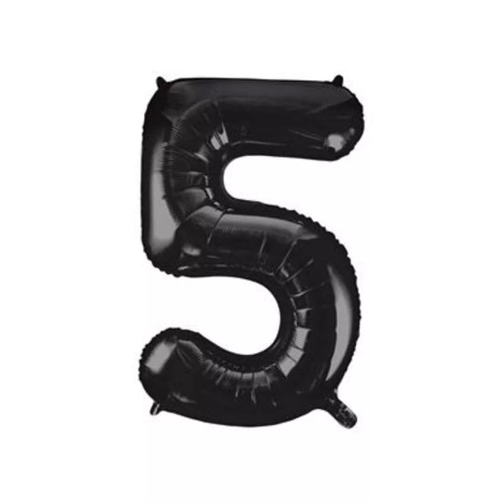 Unique Foil Balloon Black 34" Number 5