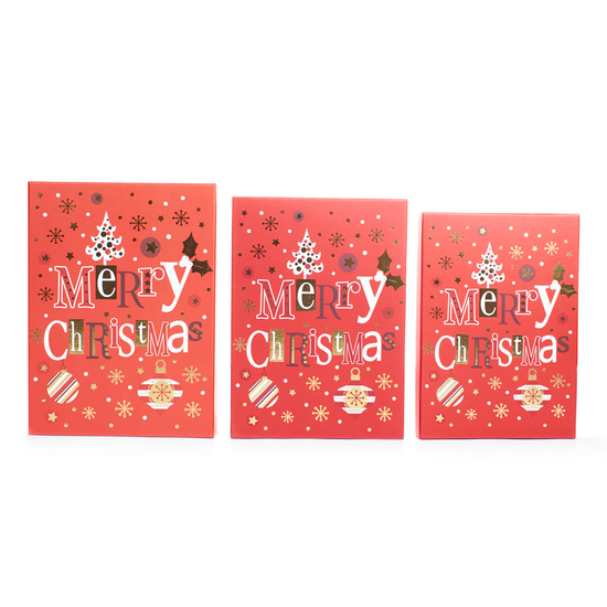 Tulip Set of 3 Gift Boxes Xmas Text Medium