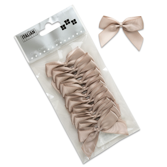 Italian Options 12 Pack Ribbon Bows Taupe 5cm