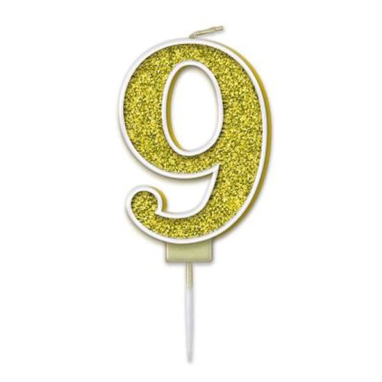 Oaktree Party Candle Number 9 Gold 7.5cm