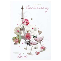 Simon Elvin 6-pack of anniversary cards showing colorful designs and festive messages for special occasions.
