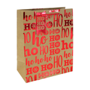 Ho Ho Ho Kraft Gift Bag 3pk