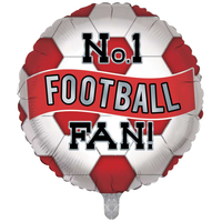 Football No.1 Fan Red & White 18" Foil Balloon