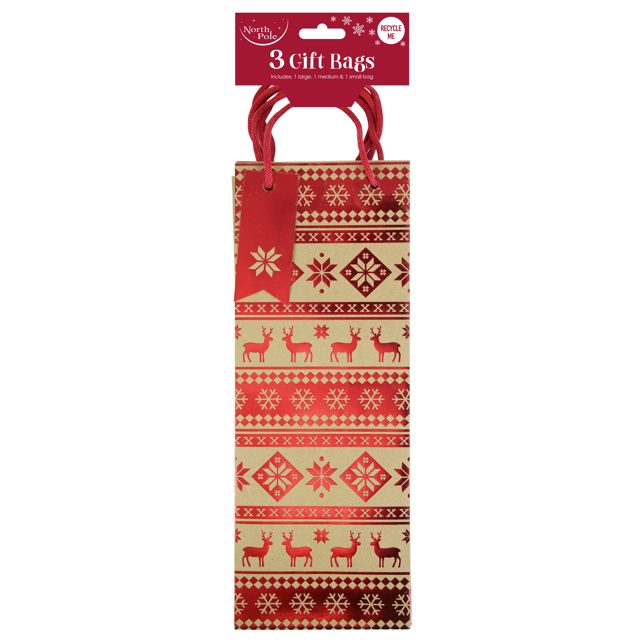 Eurowrap 3 Pack Gift Bag Kraft Assorted Sizes
