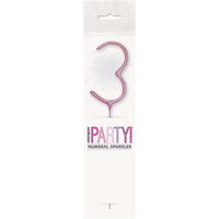 Unique Party Candle Sparkler Number 3 Pink 7