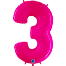 Grabo Foil Balloon Pink Fluo 40" Number 3