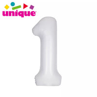 Unique Foil Balloon Matte White 34" Number 1
