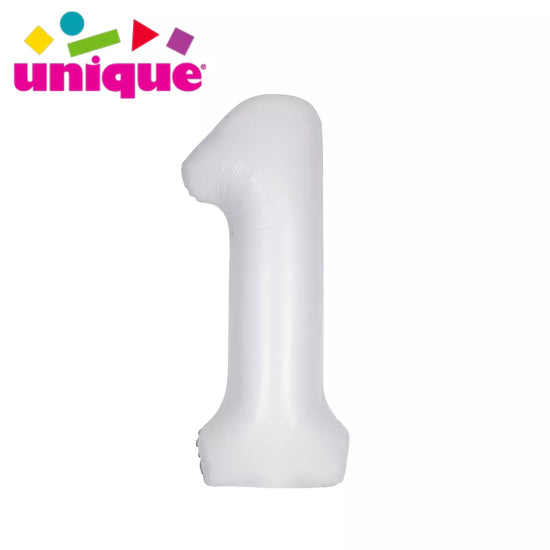 Unique Foil Balloon Matte White 34" Number 1