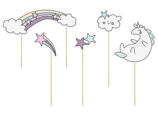 Unicorn Rainbow Cake Topper Set 5pce