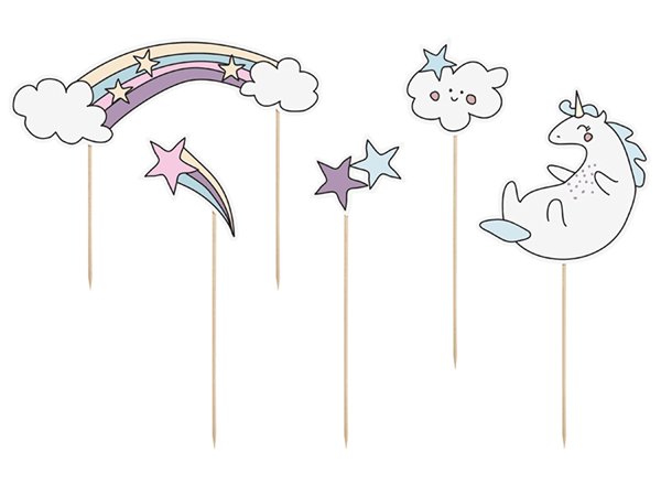 Unicorn Rainbow Cake Topper Set 5pce