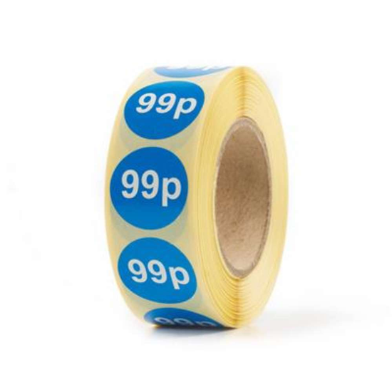 1000 Blue Price Labels 25mm Round 99p