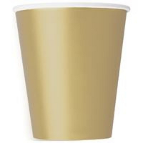 Unique 14 Pack Cups Gold 9oz