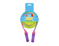 7ft Gem Imports jump rope for kids and adults, featuring colorful handles and durable nylon rope for active play and fitness.