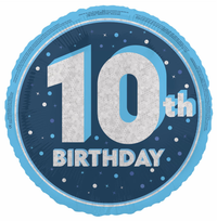 Unique Foil Balloon Blue Glitz Age 10 18"