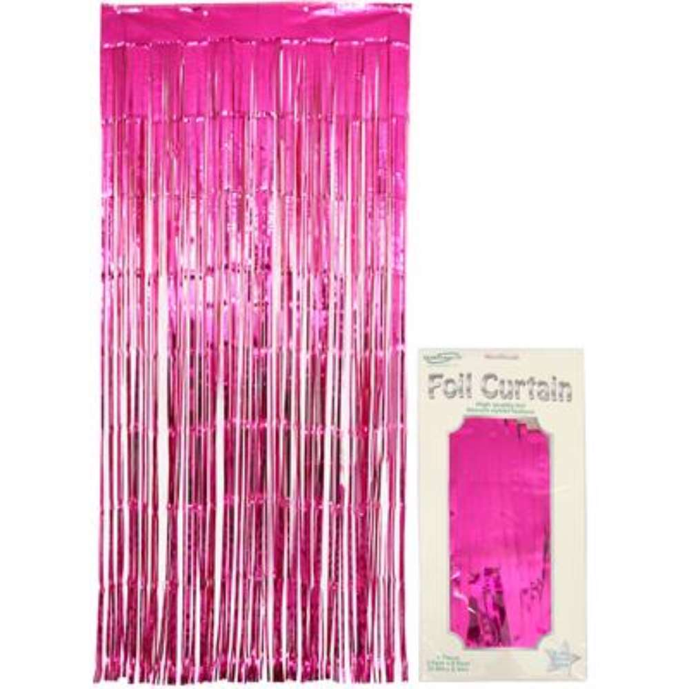 Door Curtain Foil 90cm x 2.4m Metallic Fuchsia