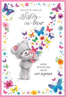 Simon Elvin C50 birthday sister-in-law greeting cards, set of six, featuring colorful designs for celebrating with your sister-in-law.