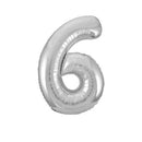 Unique Foil Balloon Silver 34" Number 6