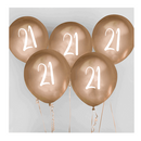 Age 21 Gold 12" Chrome Finish Latex Balloons 5pk