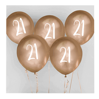 Age 21 Gold 12" Chrome Finish Latex Balloons 5pk