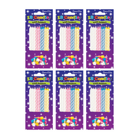Simon Elvin 6 Pack Party Candle Spiral Asst