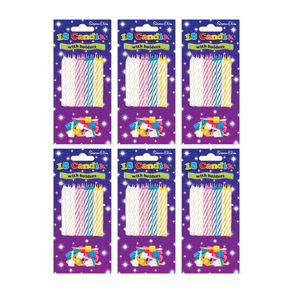 Simon Elvin 6 Pack Party Candle Spiral Asst