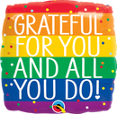 Grateful For You 18" Rainbow Foil Balloon