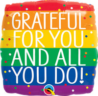 Grateful For You 18" Rainbow Foil Balloon