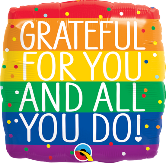 Grateful For You 18" Rainbow Foil Balloon