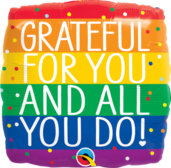 Grateful For You 18" Rainbow Foil Balloon