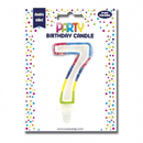 Eurowrap Party Candle Number 7 Glitter Rainbow