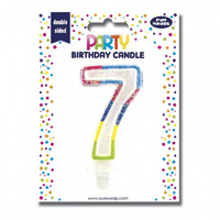 Eurowrap Party Candle Number 7 Glitter Rainbow