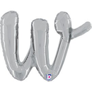 Grabo Foil Balloon Silver Script 14" Letter W