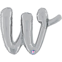 Grabo Foil Balloon Silver Script 14" Letter W