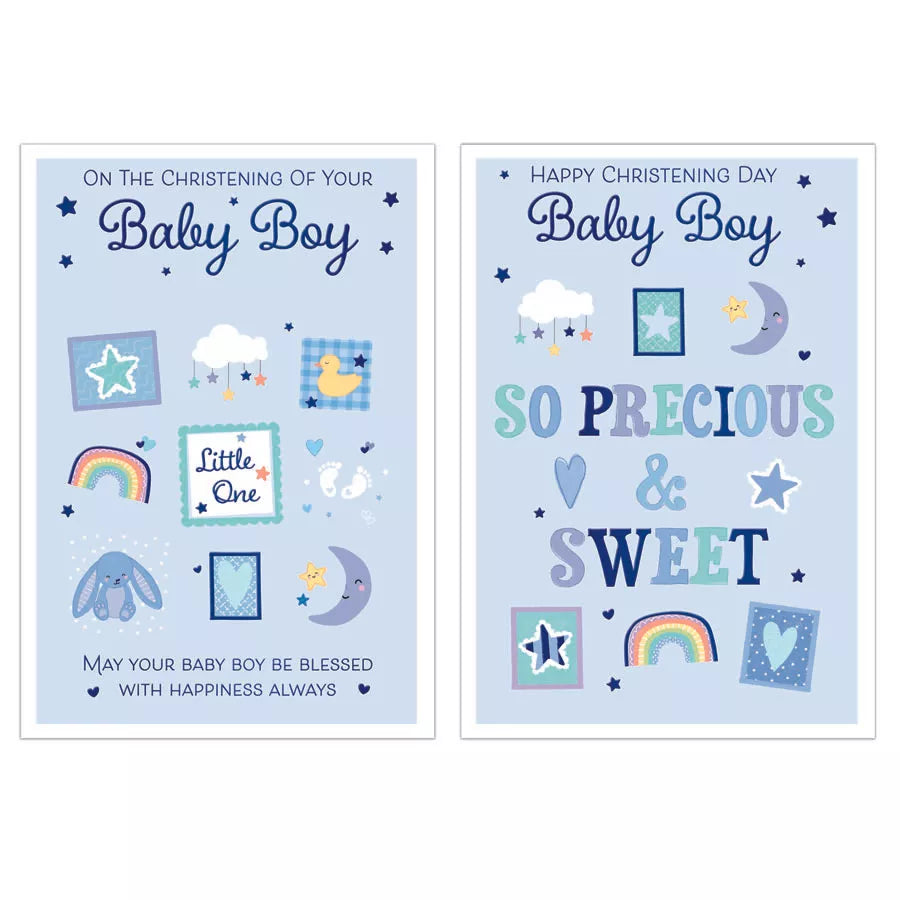 Set of 12 Poppyhill Christening cards featuring elegant designs for special occasions, displayed in a neatly arranged pack.