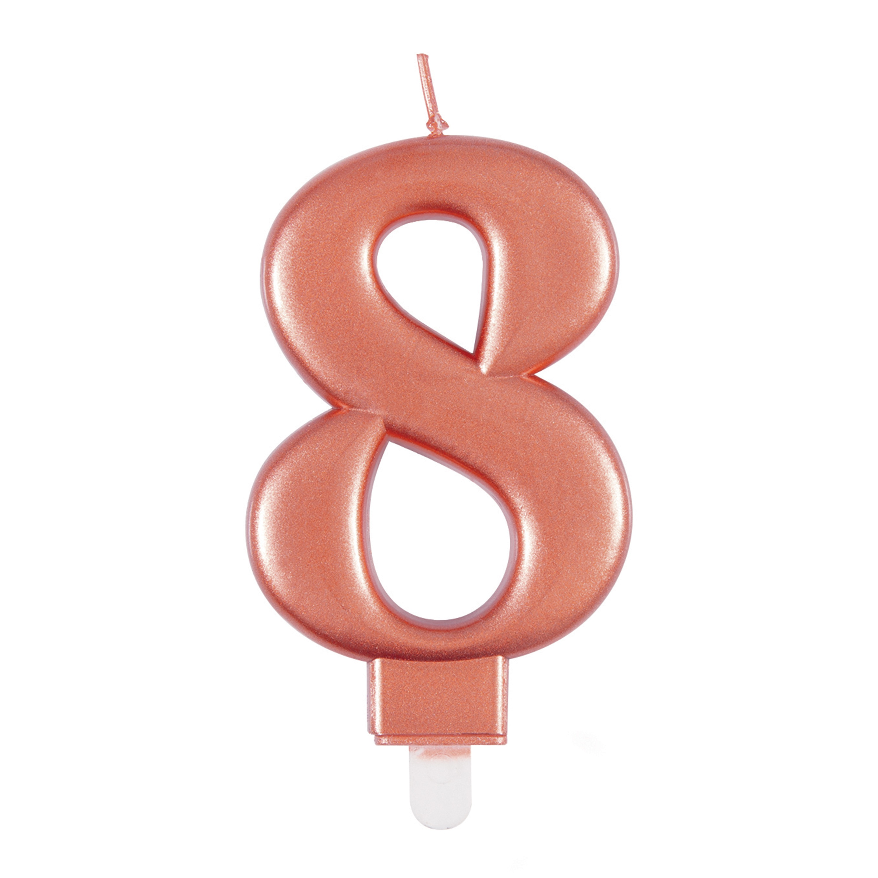 Unique Party Candle Number 8 Metallic Rose Gold