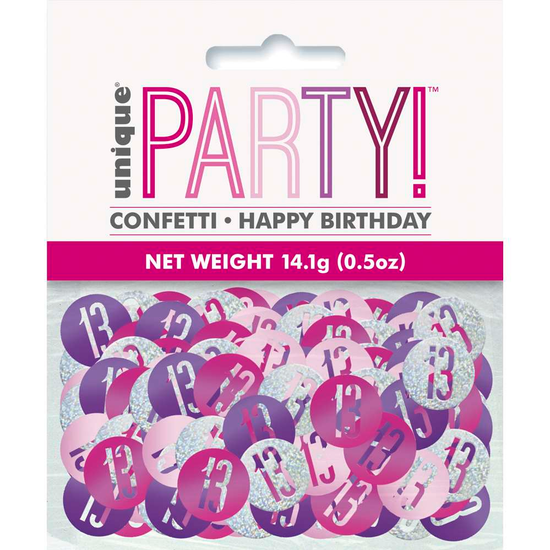 Pink Glitz 13th Birthday Foil Confetti 14g
