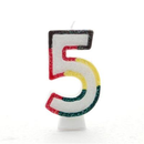 APAC 6 pack red glitter number 5 party candles, decorative birthday candles with sparkling red finish, ideal for celebrations