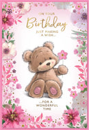 Set of six Simon Elvin C50 birthday cards featuring colorful designs and cheerful messages for special occasions.