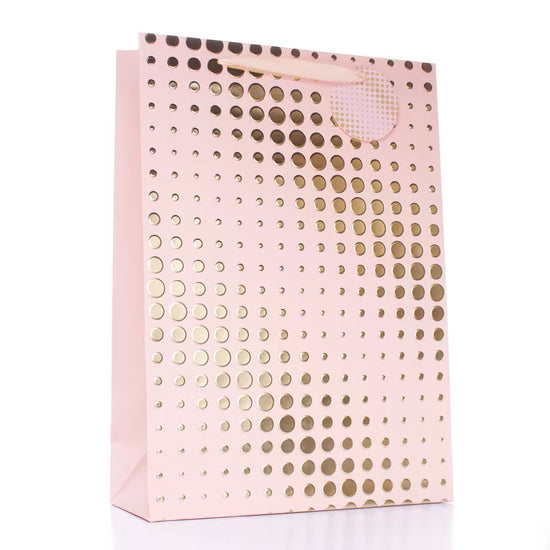 Gift Bag Light Pink Gold Spots Extra Large 6pk