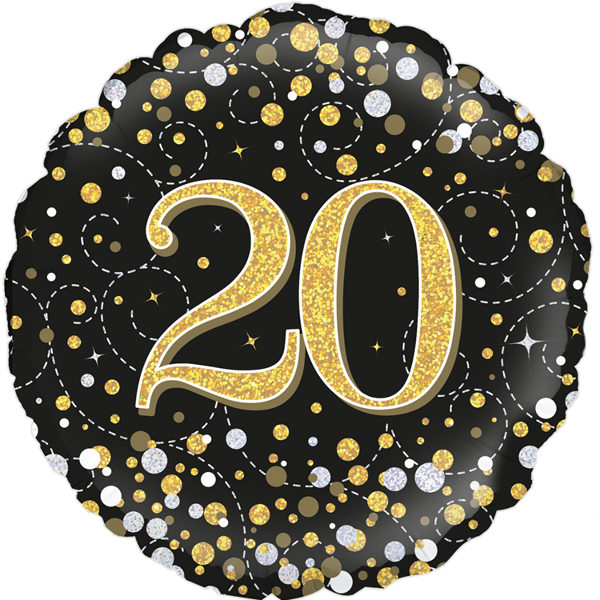 Oaktree Sparkling Fizz Age 20 Black 18" Foil
